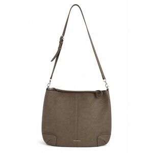Rebecca Minkoff Reagan Taupe Pebbled Leather Crossbody Hobo Bag Silver Hardware